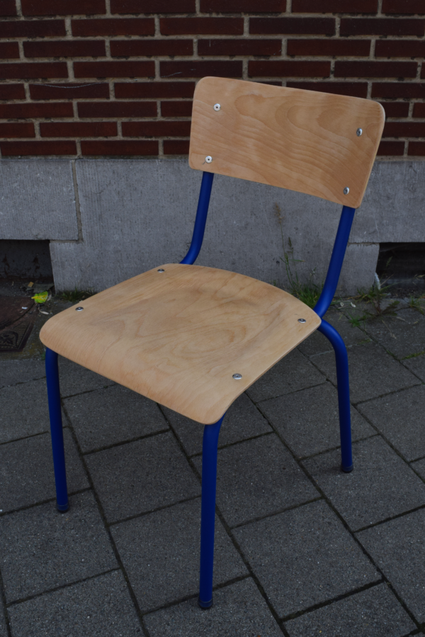 Gerestaureerde Schoolstoel RAL5002 blauw